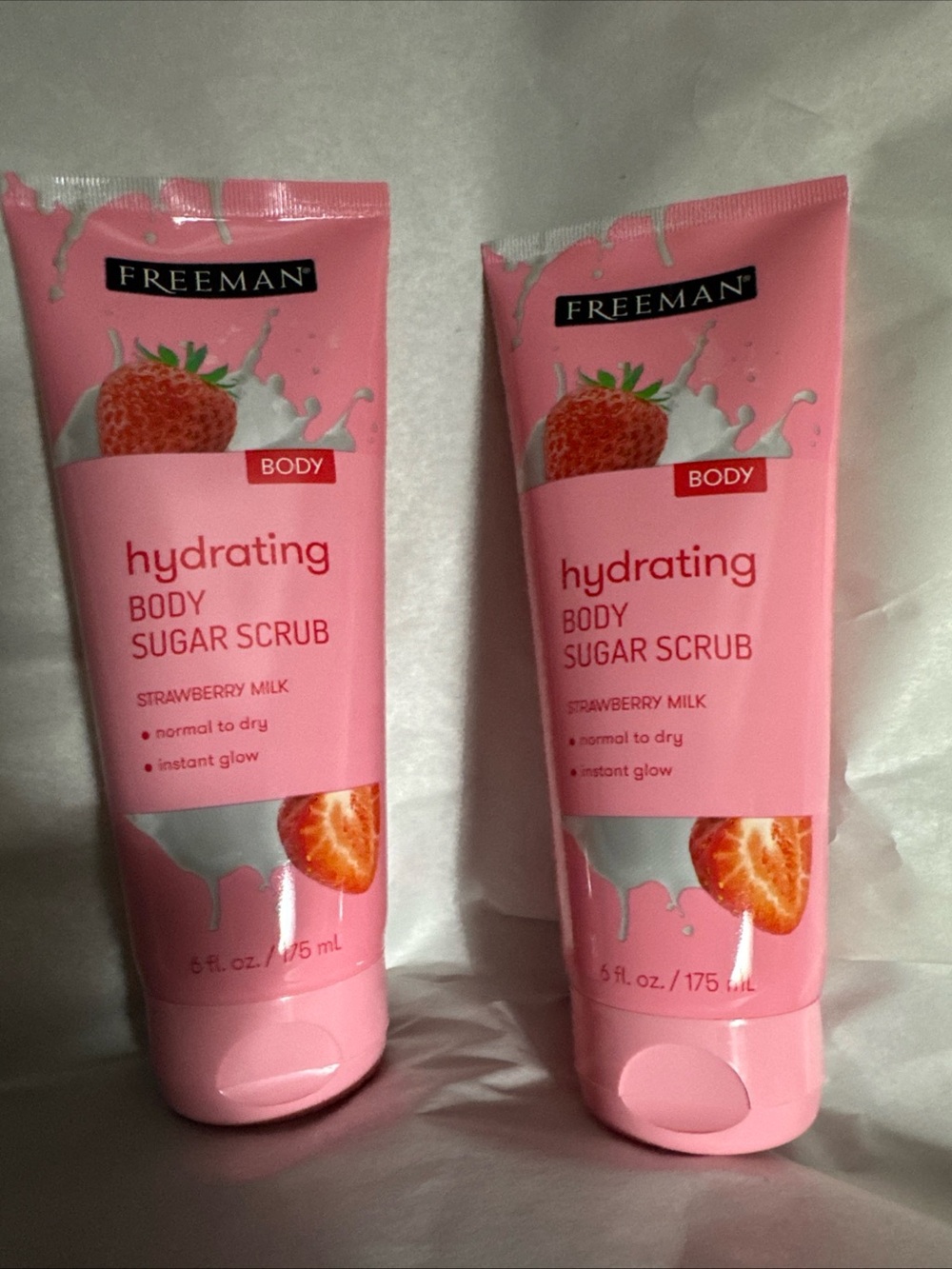 2 FREEMAN EXFOLIATING  BODY SUGAR SCRUBS STRAWBERRY